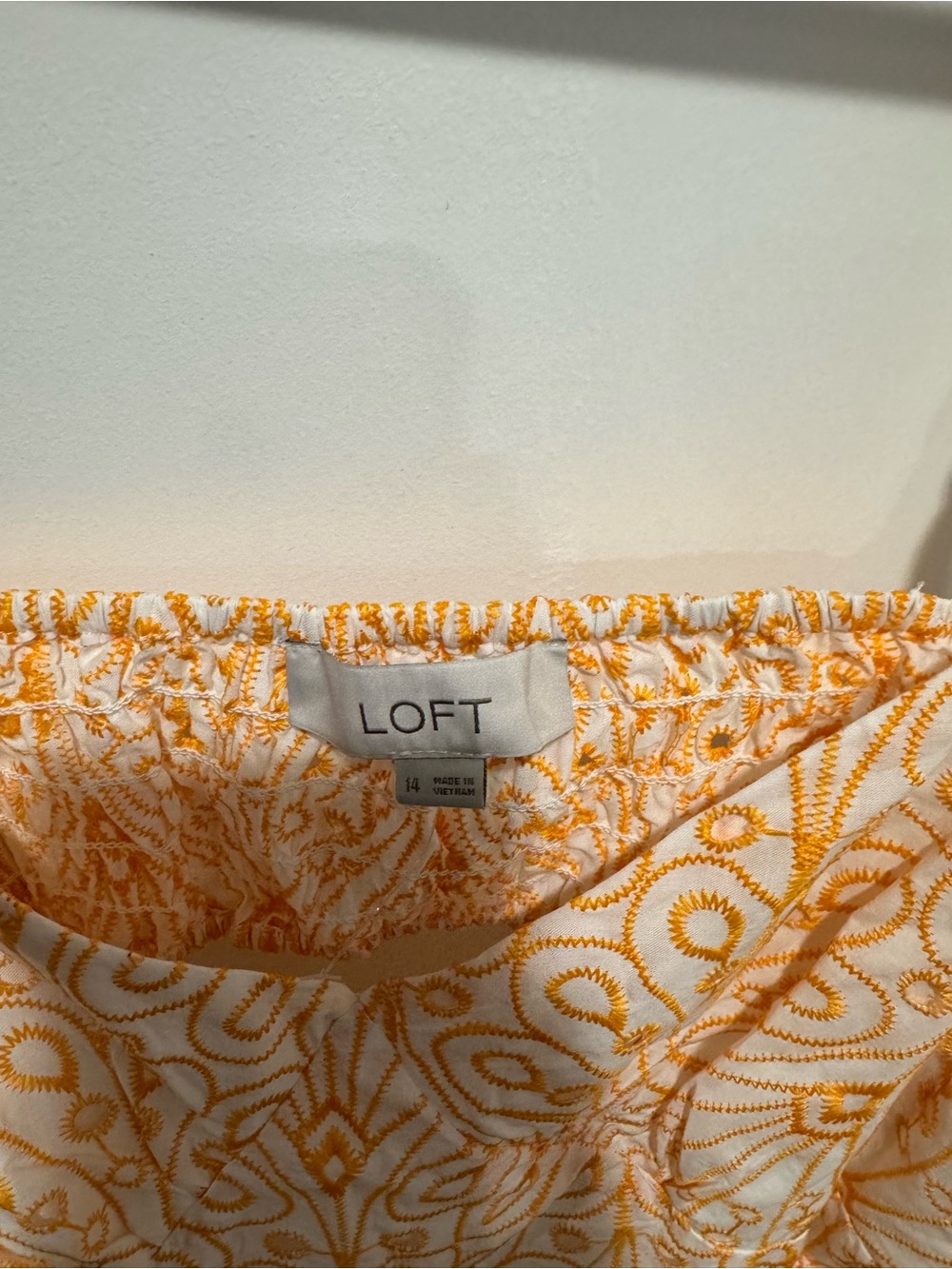 LOFT Yellow Patterned Maxi Dress with Smocked Bodice - Picture 3 of 3